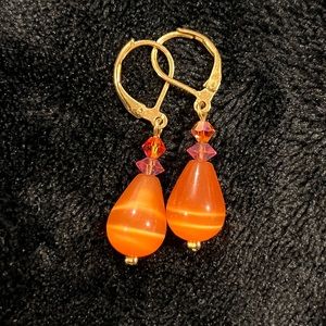 🍂Orange Crystal Earrings 🍁